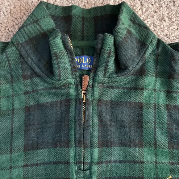 Polo Ralph Lauren Black Watch Plaid Quarter-Zip Pullover in Men's Size XL - EUC - Picture 3 of 11